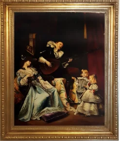 Eugenio De Blasi, Szene mit Minstrel, 2005, Italien, Öl auf Leinwand, Gerahmt