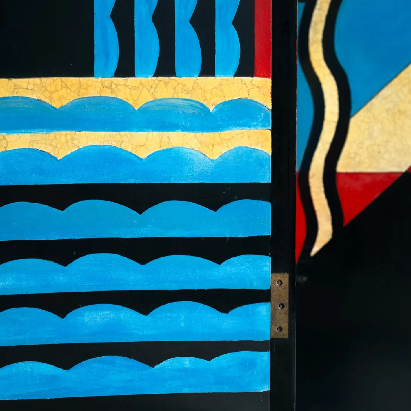 6-facher Art Deco Raumteiler mit handbemalten Vögeln, 1970er