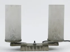 Französische Art Deco Tischlampe aus Messing & Glas, 1920er
