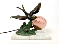 Französische Art Deco Tischlampe mit geschwungener Figur, 1930er