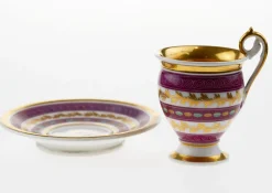 Französische Porzellan Teetasse mit Unterteller, 2er Set