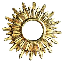 Französischer Vintage Sonnenspiegel mit vergoldetem Holzrahmen, 1950er