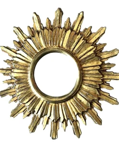 Französischer Vintage Sonnenspiegel mit vergoldetem Holzrahmen, 1950er
