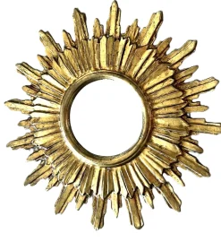 Französischer Vintage Sonnenspiegel mit vergoldetem Holzrahmen, 1950er