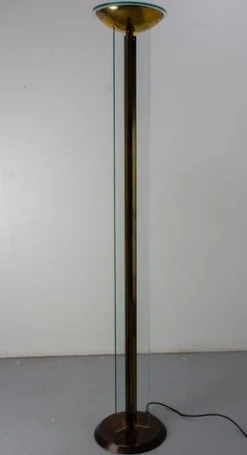 Französische Vintage Stehlampe aus Messing & Glas, 1980er