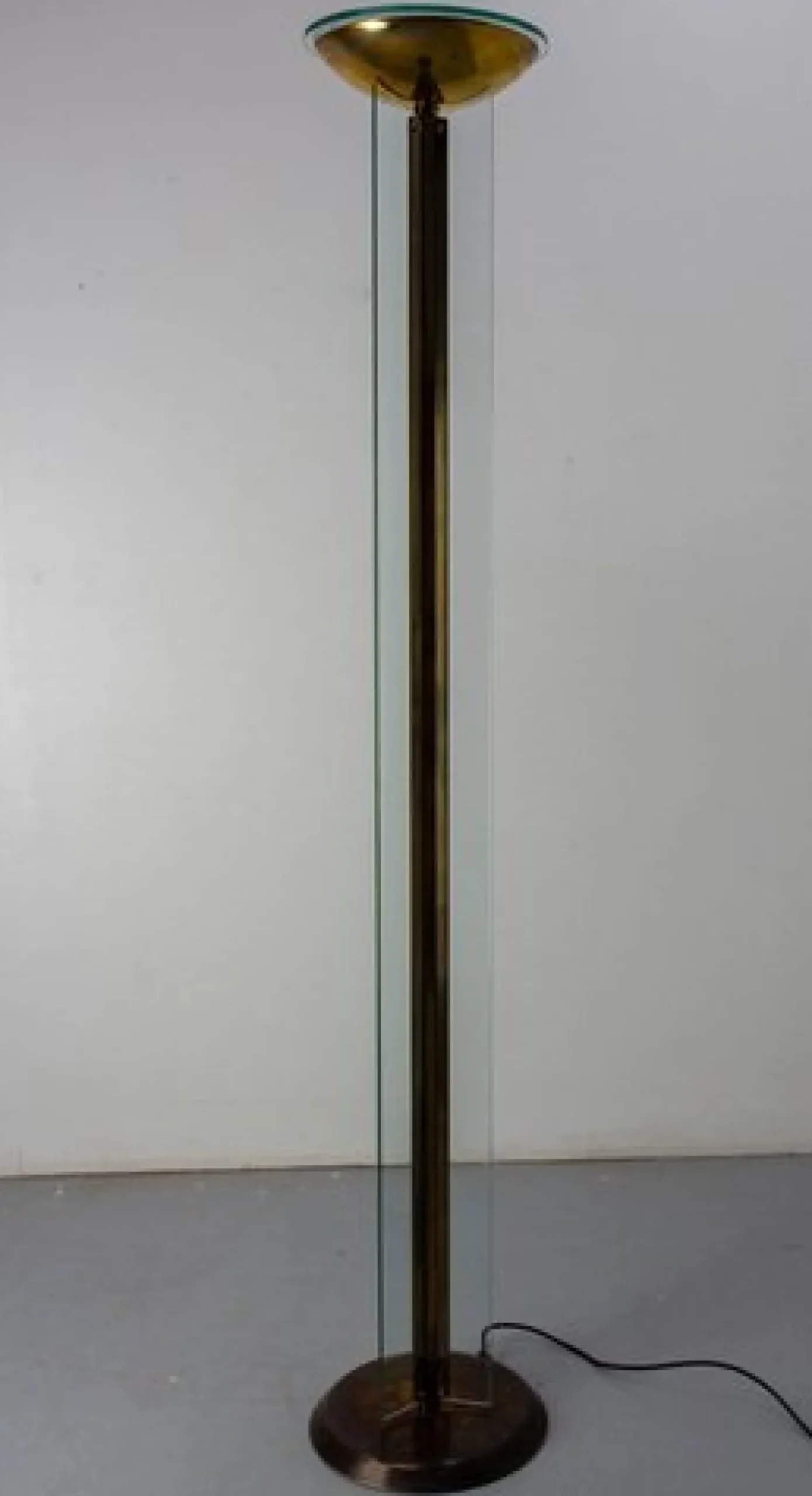 Französische Vintage Stehlampe aus Messing & Glas, 1980er