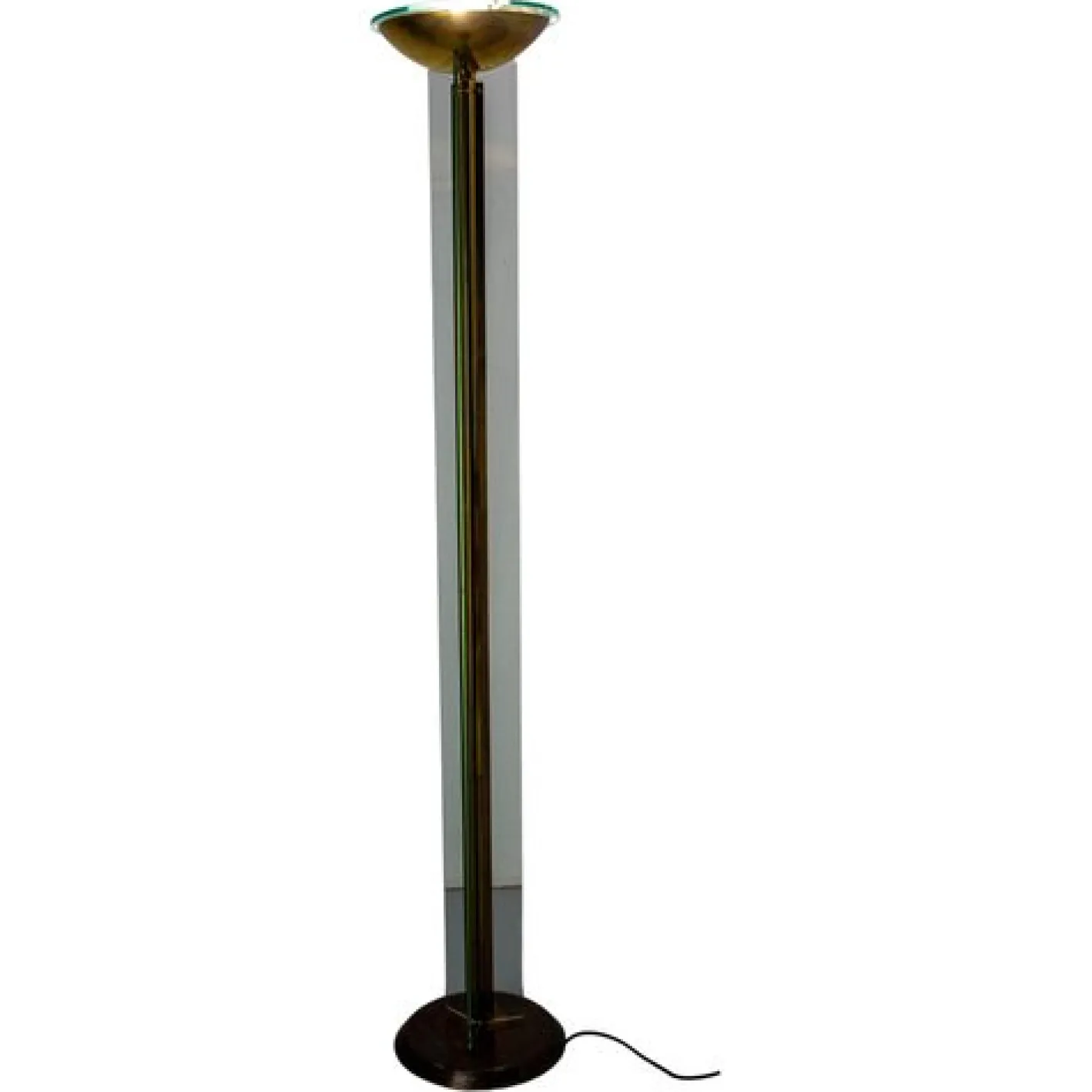Französische Vintage Stehlampe aus Messing & Glas, 1980er