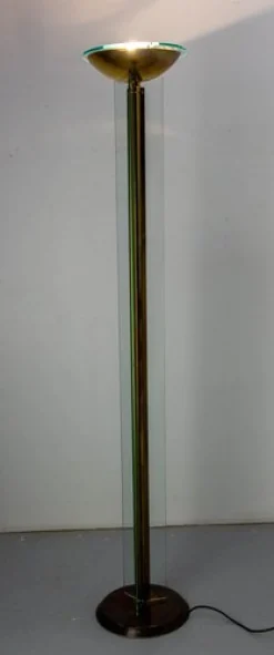 Französische Vintage Stehlampe aus Messing & Glas, 1980er