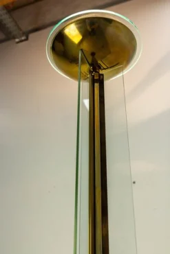 Französische Vintage Stehlampe aus Messing & Glas, 1980er
