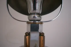 Französische Vintage Tischlampe aus Kupfer & Chrom, 1930