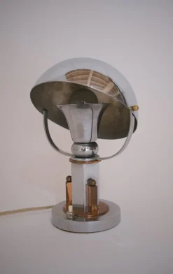 Französische Vintage Tischlampe aus Kupfer & Chrom, 1930