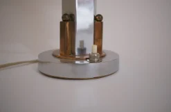 Französische Vintage Tischlampe aus Kupfer & Chrom, 1930