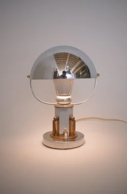 Französische Vintage Tischlampe aus Kupfer & Chrom, 1930