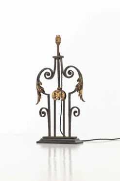 Französische Vintage Tischlampen aus Schmiedeeisen, 1920er, 2er Set