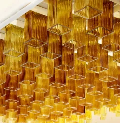 Gelbe Deckenlampe von Barovier, 1965