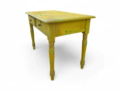 Gelber Vintage Holztisch, 1940er