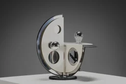 Geometrische Tischlampe aus Metall & Chrom von Esperia, Italien, 1970er