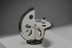 Geometrische Tischlampe aus Metall & Chrom von Esperia, Italien, 1970er
