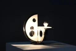 Geometrische Tischlampe aus Metall & Chrom von Esperia, Italien, 1970er