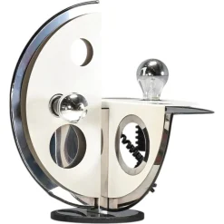 Geometrische Tischlampe aus Metall & Chrom von Esperia, Italien, 1970er