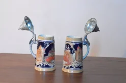 Glasierte Bierkrüge aus Steingut, 1930er, 2er Set