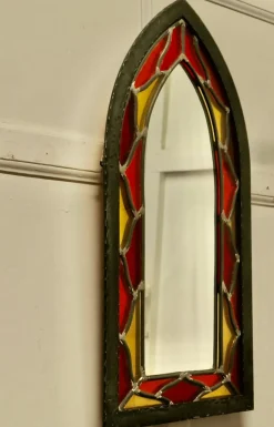 Gotischer Kirchenspiegel aus Buntglas von Arts and Crafts, 1960er