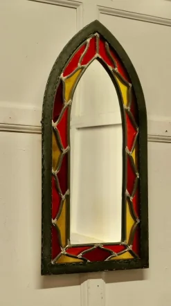 Gotischer Kirchenspiegel aus Buntglas von Arts and Crafts, 1960er