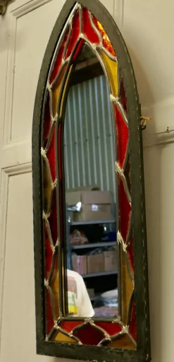 Gotischer Kirchenspiegel aus Buntglas von Arts and Crafts, 1960er
