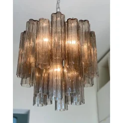 Grauer italienischer Tronchi Kronleuchter aus Kunstglas von Simoeng für Simoeng