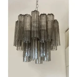 Grauer italienischer Tronchi Kronleuchter aus Kunstglas von Simoeng für Simoeng