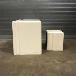 Grauweißer Kinderschreibtisch und Hocker aus Kunststoff, 1970er, 2er Set