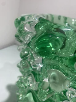 Grüne Rostrato Murano Glasvase von Simeng