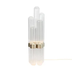 Große Cactus Stehlampe in Transparent mit Messing Mittelstück von Mickael Koska für Pulpo