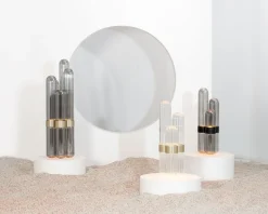 Große Cactus Stehlampe in Transparent mit schwarzem Mittelteil von Mickael Koska für Pulpo