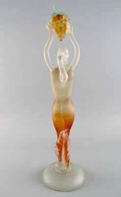 Große Frau mit Trauben Murano Skulptur aus mundgeblasenem Kunstglas, 1960er