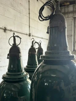 Große industrielle Vintage Fabriklampe von Simplex, 1940er
