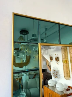 Großer italienischer Bodenspiegel aus grünem Glas & Messing von Cristal Art, 1960er