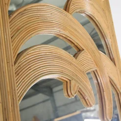 Großer Spiegel aus Rattan mit Palmen