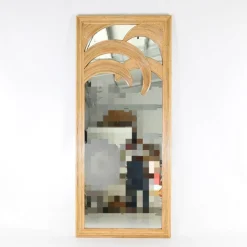 Großer Spiegel aus Rattan mit Palmen