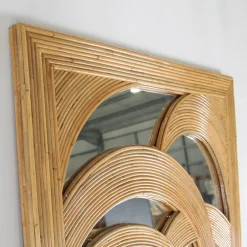 Großer Spiegel aus Rattan mit Palmen