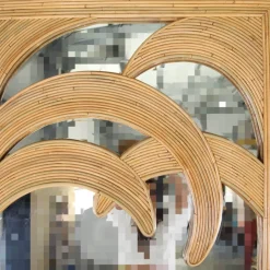 Großer Spiegel aus Rattan mit Palmen