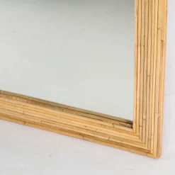 Großer Spiegel aus Rattan mit Palmen