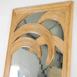 Großer Spiegel aus Rattan mit Palmen