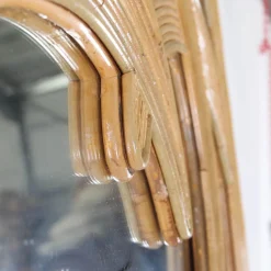 Großer Spiegel aus Rattan mit Palmen