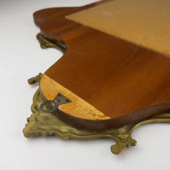 Großer Vintage Wandspiegel mit Holzrahmen, 1950er