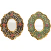 Handbemalte Vintage Mid-Century Wandspiegel aus Holz, 1960er, 2er Set