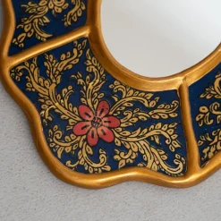 Handbemalte Vintage Mid-Century Wandspiegel aus Holz, 1960er, 2er Set