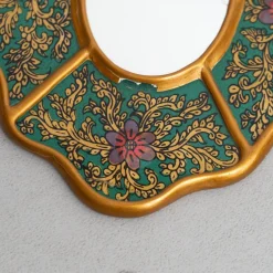 Handbemalte Vintage Mid-Century Wandspiegel aus Holz, 1960er, 2er Set