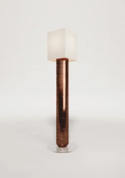 Handgefertigte Stehlampe aus Keramik & Glas mit polierter bernsteinfarbener Glasur von Artem Zakharchenko-Halytskyi
