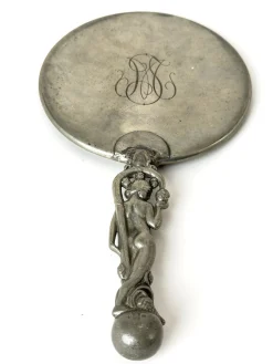 Handspiegel aus Zinn von CG Hallberg, Stockholm, 1929